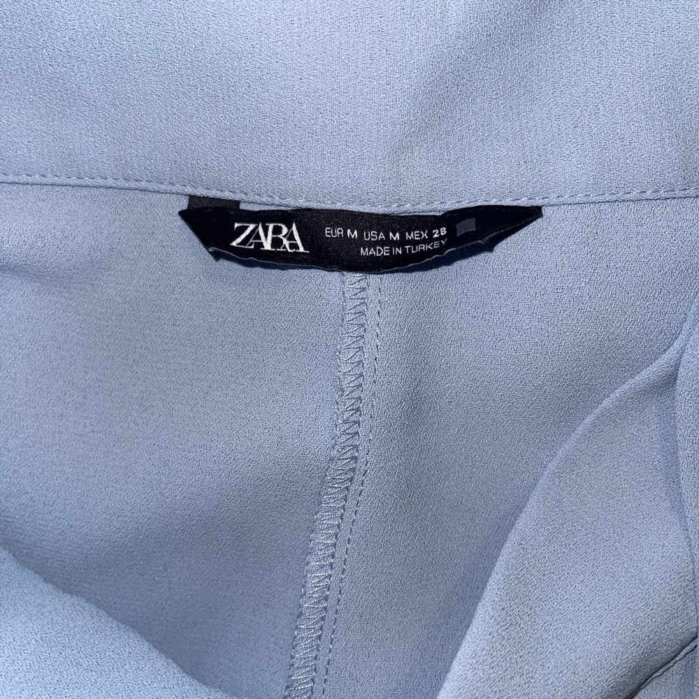 Zara Pale Blue Chiffon Crop Top - Picture 4 of 8